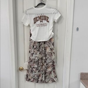 White Graphic Tee and Camouflage Set